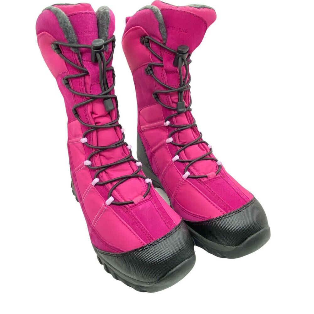 Lands End Winter Boots Women’s 30525 Pink Laceup Round Toe Mid Calf size 6M NWOT
